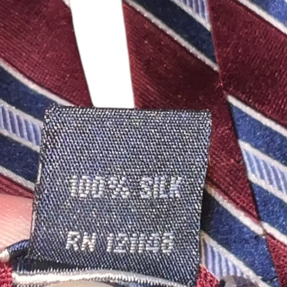 Nautica 100% Silk Striped Self Pointed Career Neck Tie Blue Red Men's 58